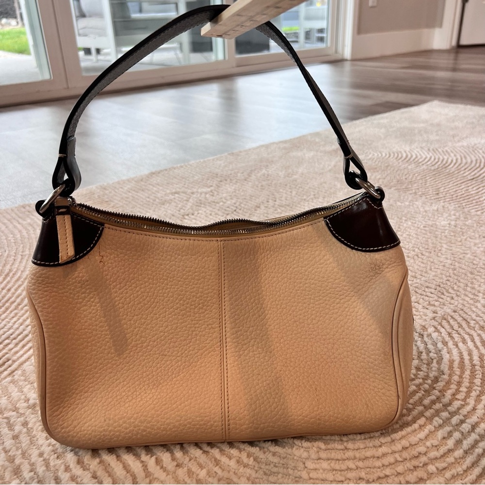 Dooney & Bourke All Weather Leather Shoulder Bag Tan Pebbles Leather Brown Trim